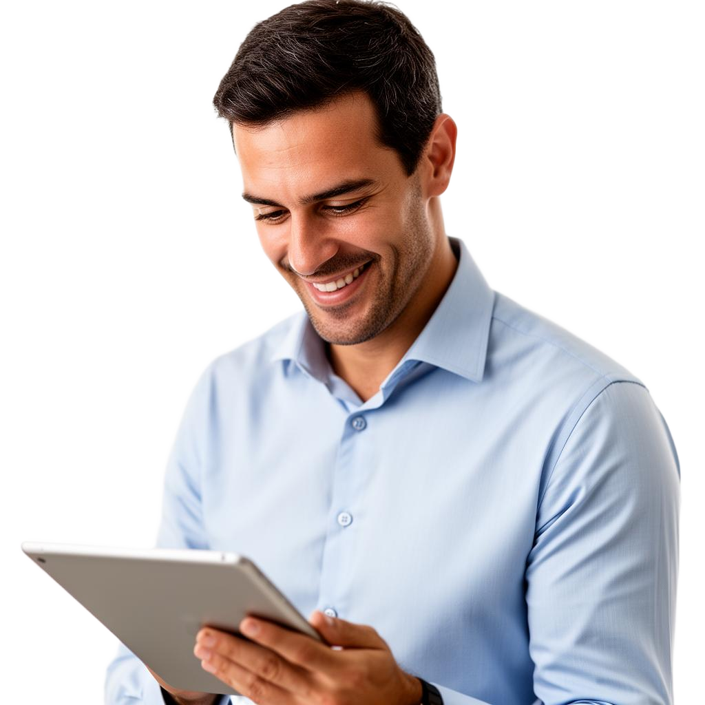 Corretor imobiliário usando tablet